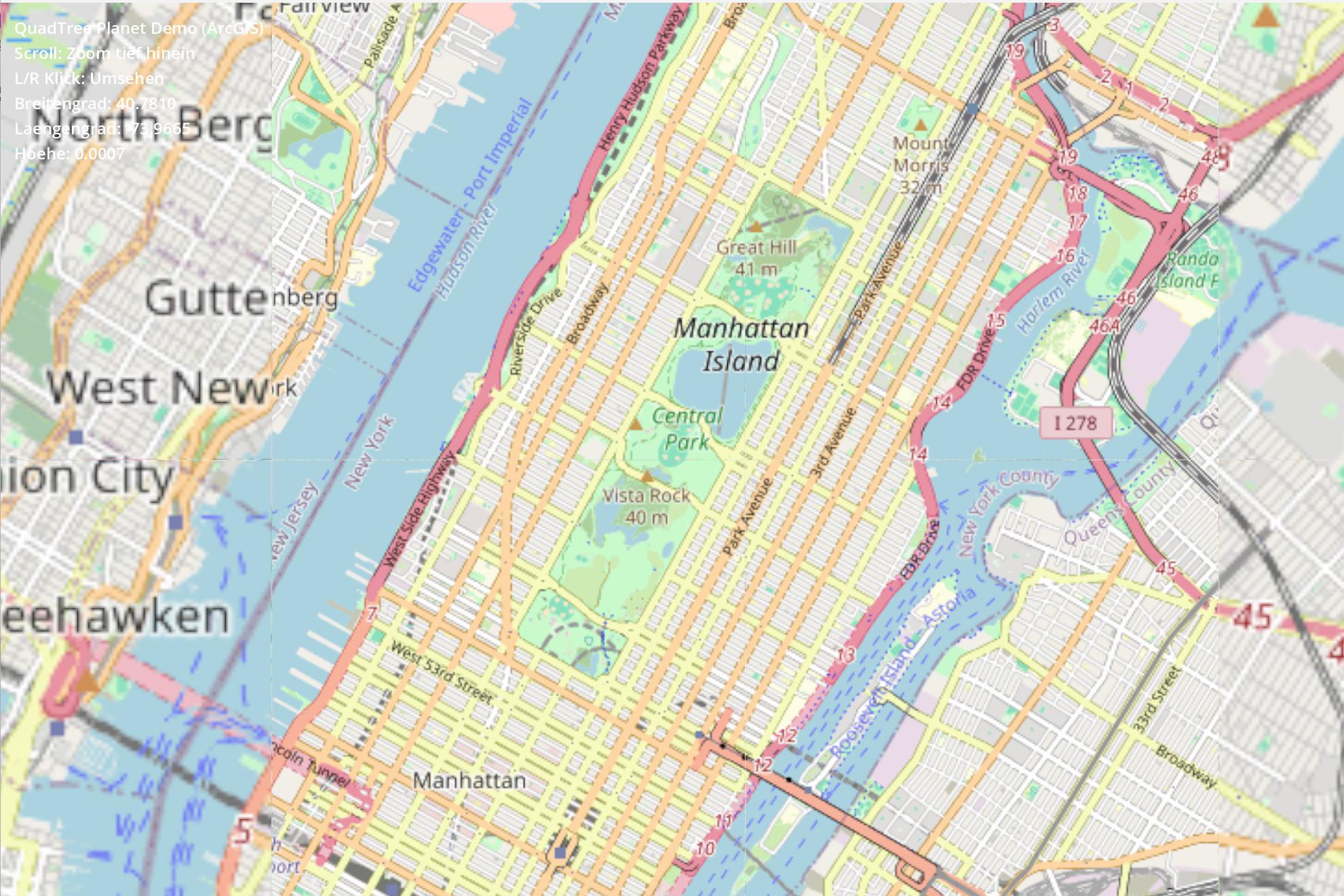 Central Park Straßenkarte