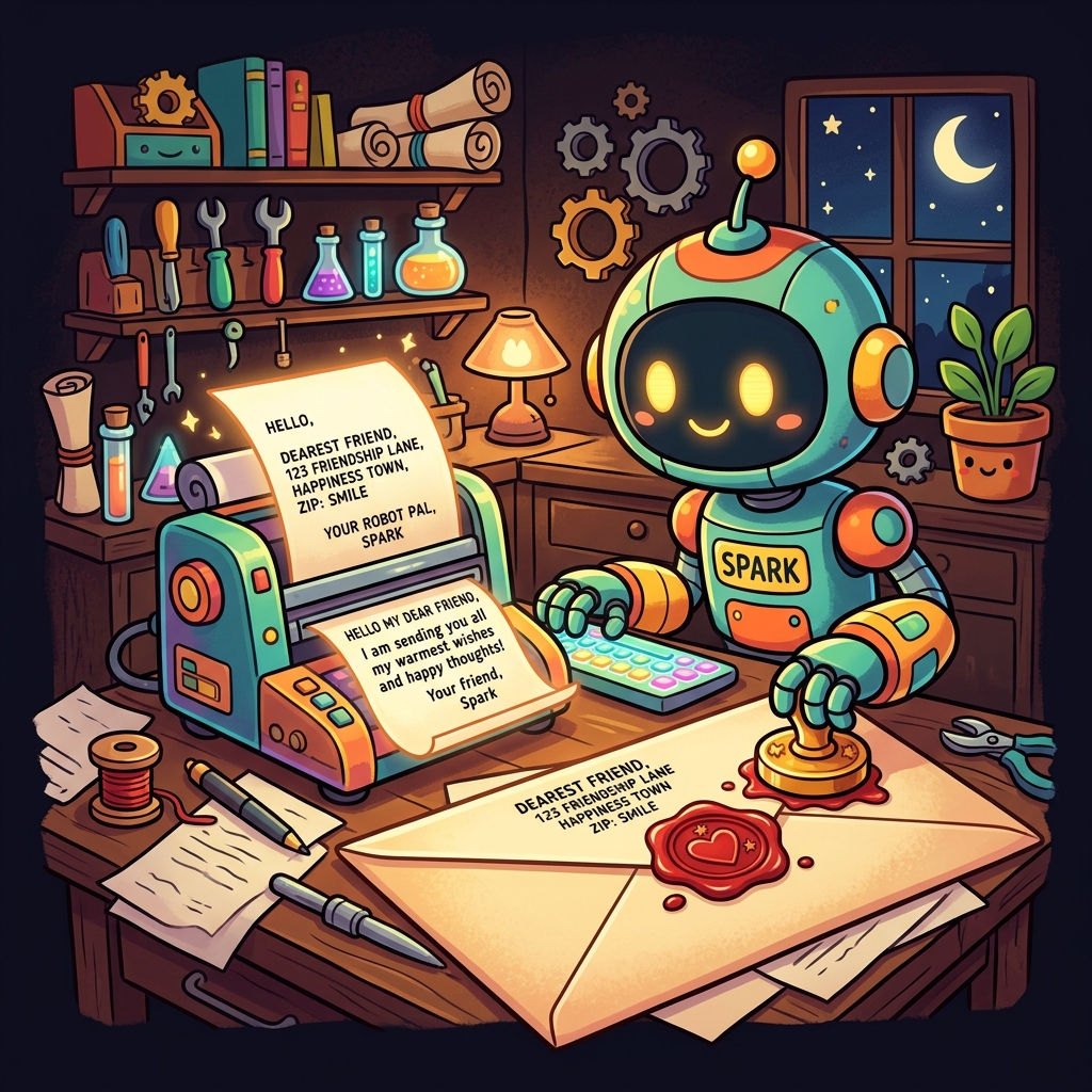 Robot printing letter
